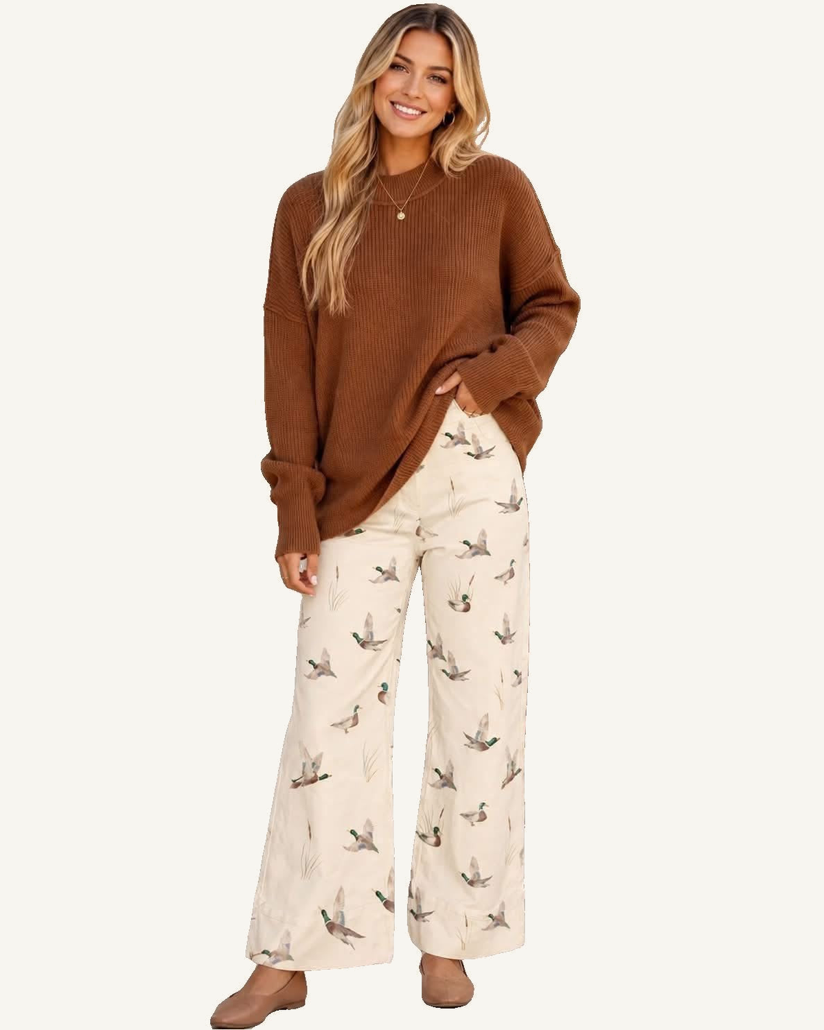 Chestnut Long Sleeve Ribbed Knit Stand Neck Regular Fit Sweater PREORDER ETA 3 WEEKS — ivory studio background