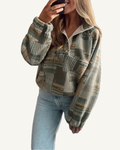 Green Western Print Fleece Pullover Long Sleeve Casual Fit Sweatshirt PREORDER ETA 3 WEEKS — ivory studio background