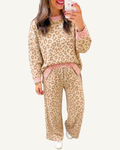 Khaki Leopard Polka Dot Two Piece Pants Set PREORDER ETA 3 WEEKS — ivory studio background