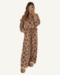 Khaki Polka Dot Long Sleeve Top Drawstring Relaxed Pants Set PREORDER ETA 3 WEEKS — original photograph, ivory studio, 4:5